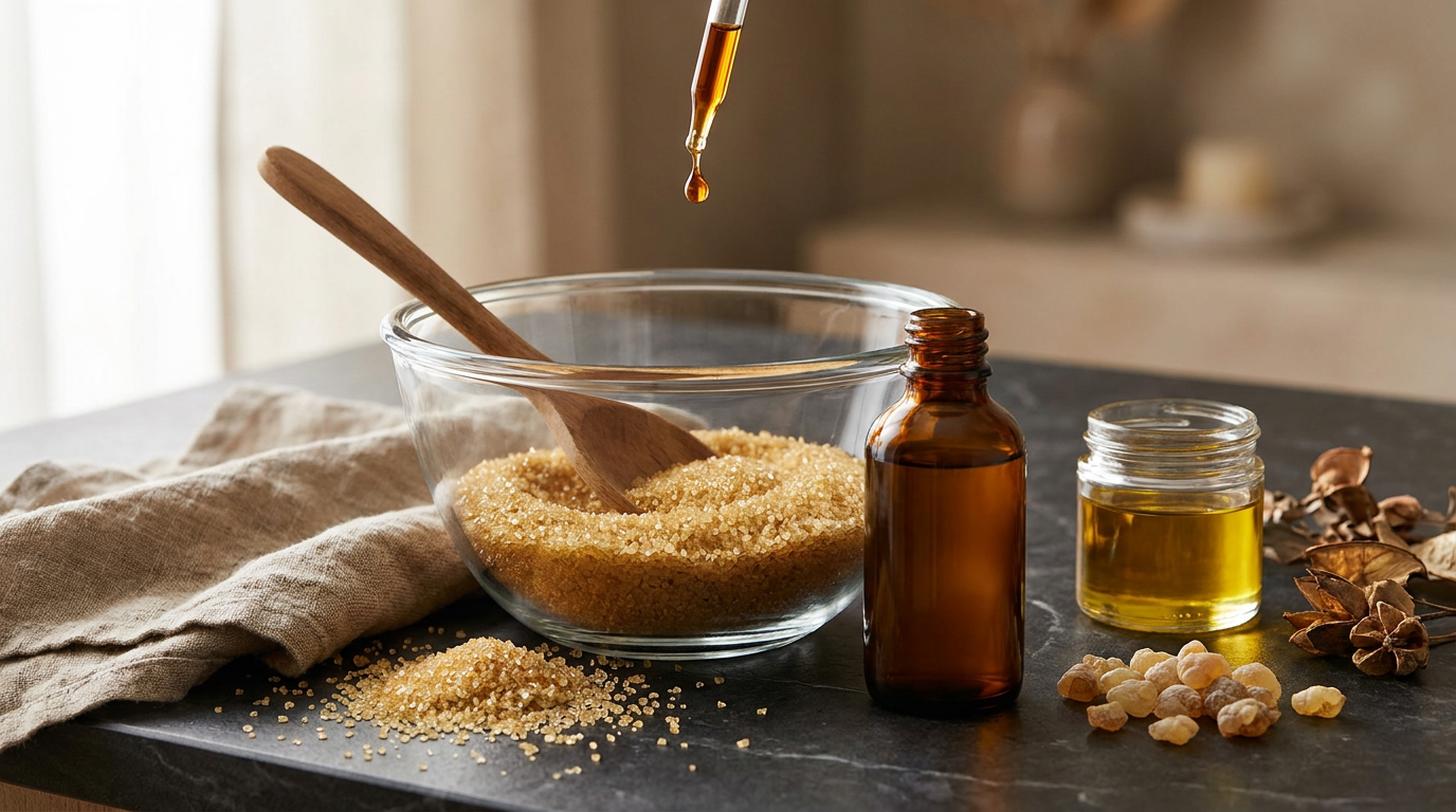 Frankincense Sugar Scrub for Glowing, Youthful Skin